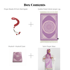 Luxury Gift Box 2 ( Red Agate Prayer Beads + Prayer Wear + Mushaf + Mushaf Cover + Velvet Payer Mat )