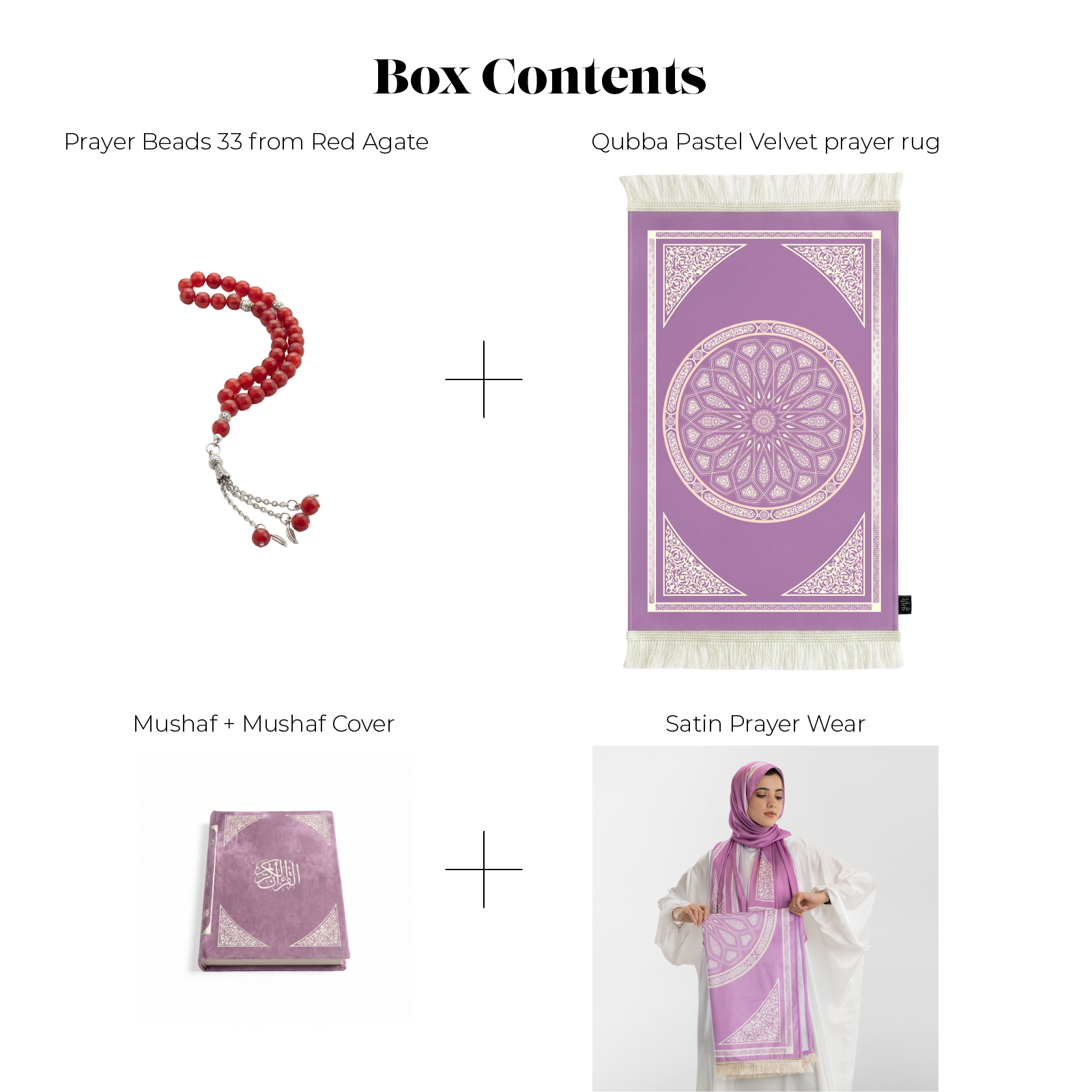 Luxury Gift Box 2 ( Red Agate Prayer Beads + Prayer Wear + Mushaf + Mushaf Cover + Velvet Payer Mat )