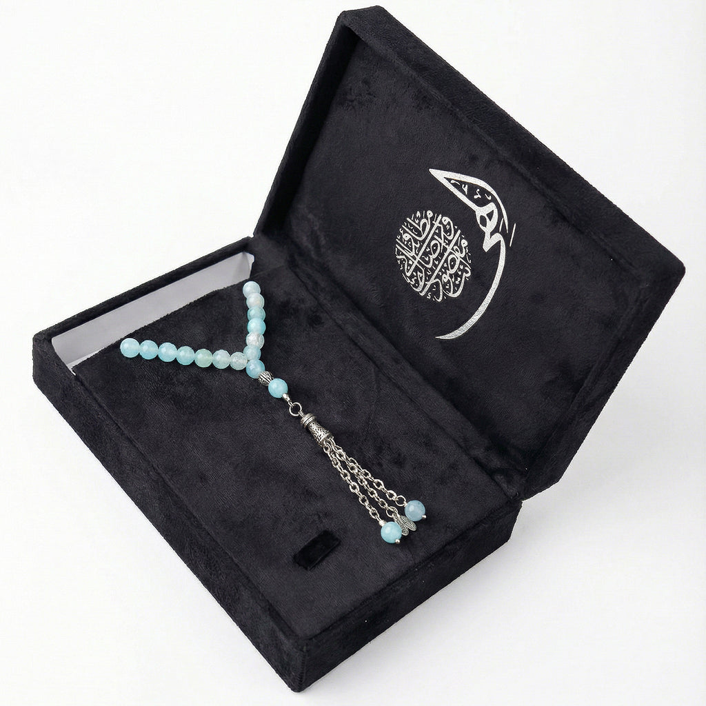 Prayer Beads Aqua Marin Stone - سبحة حجر أكوا مارين