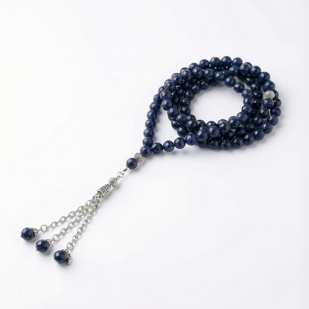 Prayer Beads Blue Aventurine Quartz Stone - سبحة حجر الكوارتز أفينتورين الأزرق