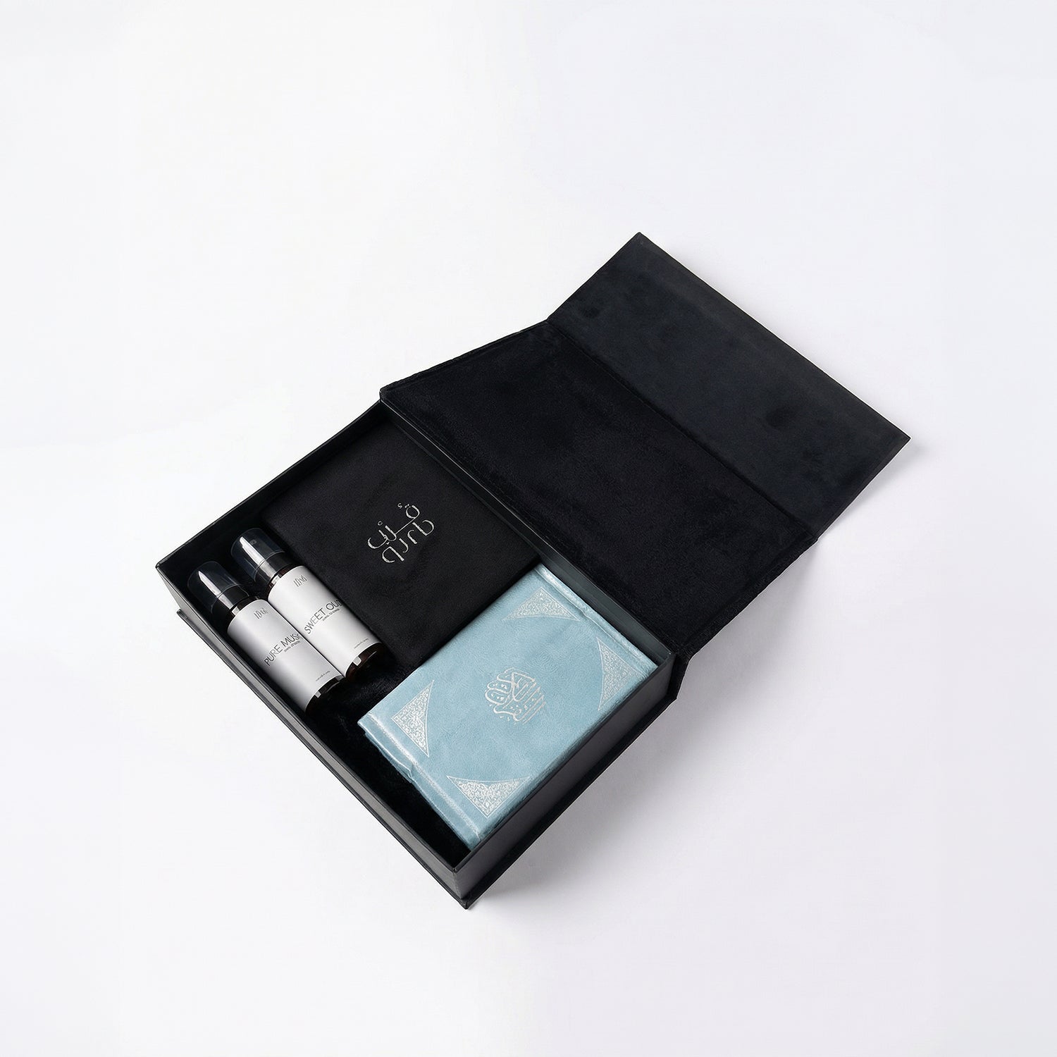 Luxury Gift Box 1 ( Brown Agate Prayer Beads + Mushaf + Mushaf Cover + Velvet Payer Mat + Prayer Rug Spray )