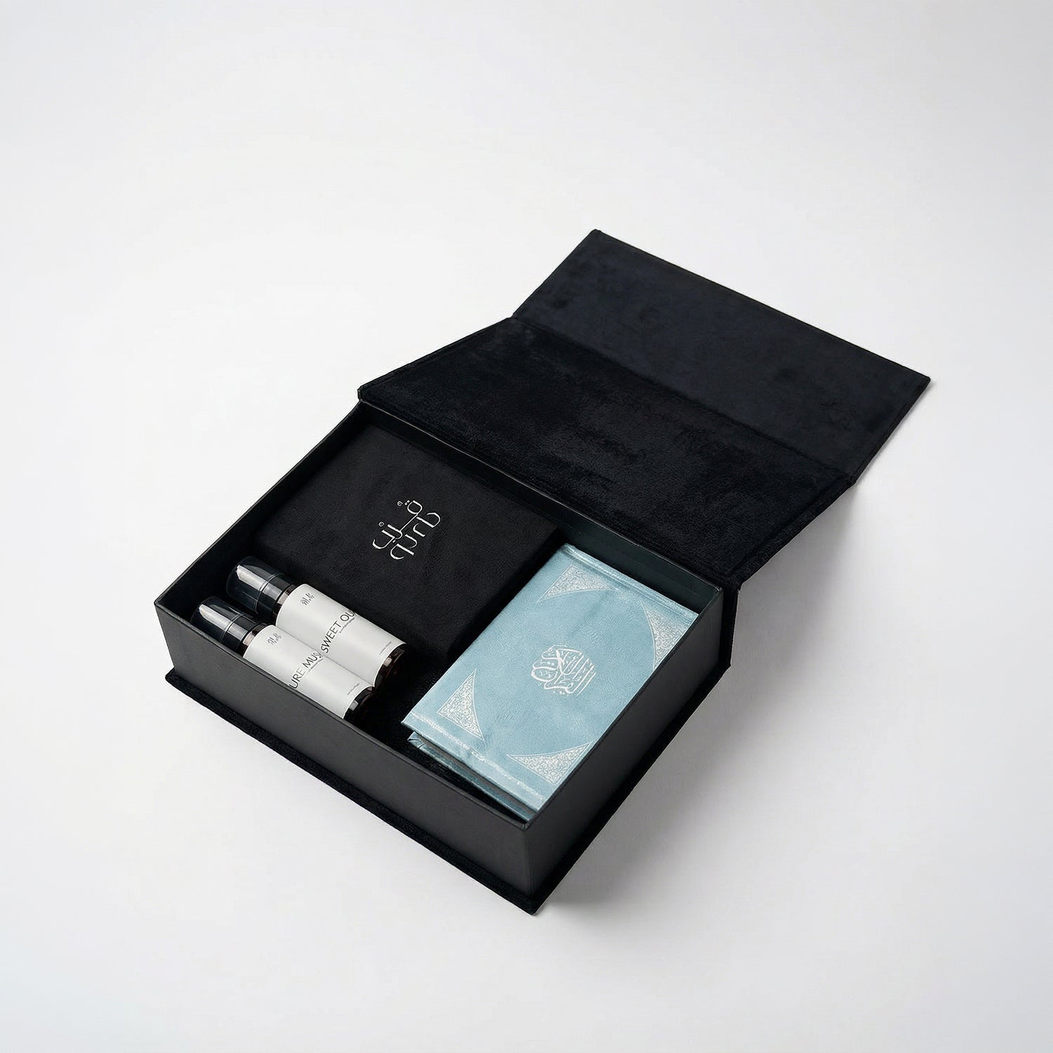 Luxury Gift Box 1 ( Brown Agate Prayer Beads + Mushaf + Mushaf Cover + Velvet Payer Mat + Prayer Rug Spray )