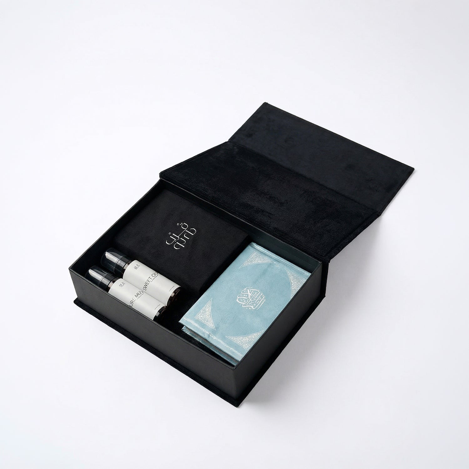 Luxury Gift Box 1 ( Brown Agate Prayer Beads + Mushaf + Mushaf Cover + Velvet Payer Mat + Prayer Rug Spray )