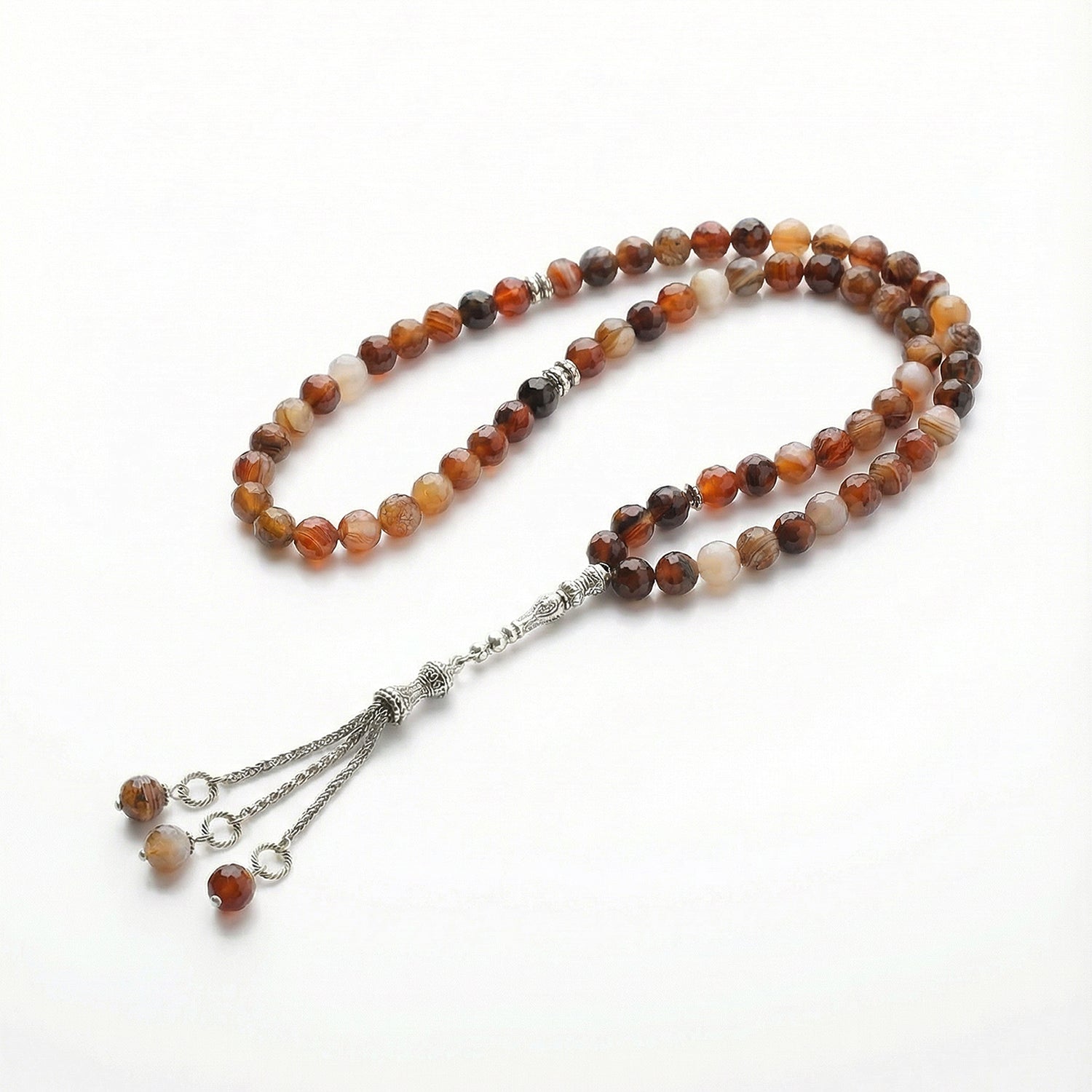 Prayer Beads Agate Brown Stone - سبحة حجر عقيق بني