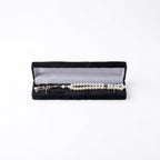 White pearl beaded prayer bracelet in black velvet presentation box