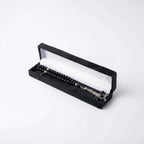 Black beaded prayer set in black velvet presentation box with silver-tone chain