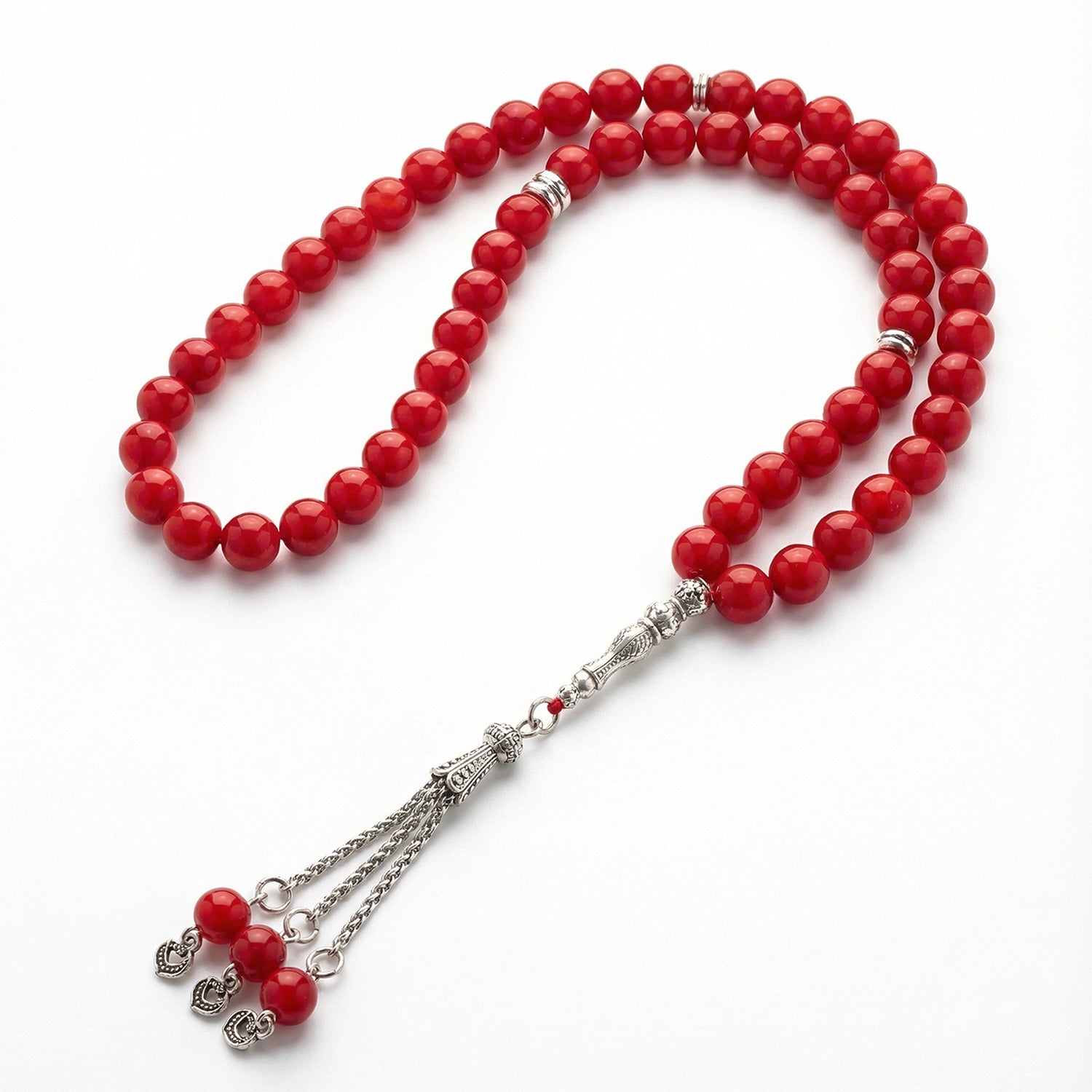 Prayer Beads Agate Red Yaqoot Stone - سبحة حجر عقيق أحمر ياقوتي