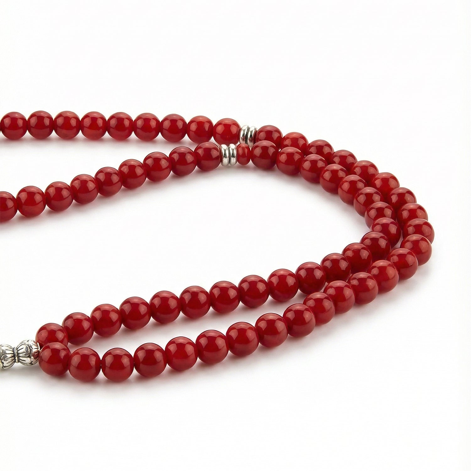 Prayer Beads Agate Red Yaqoot Stone - سبحة حجر عقيق أحمر ياقوتي