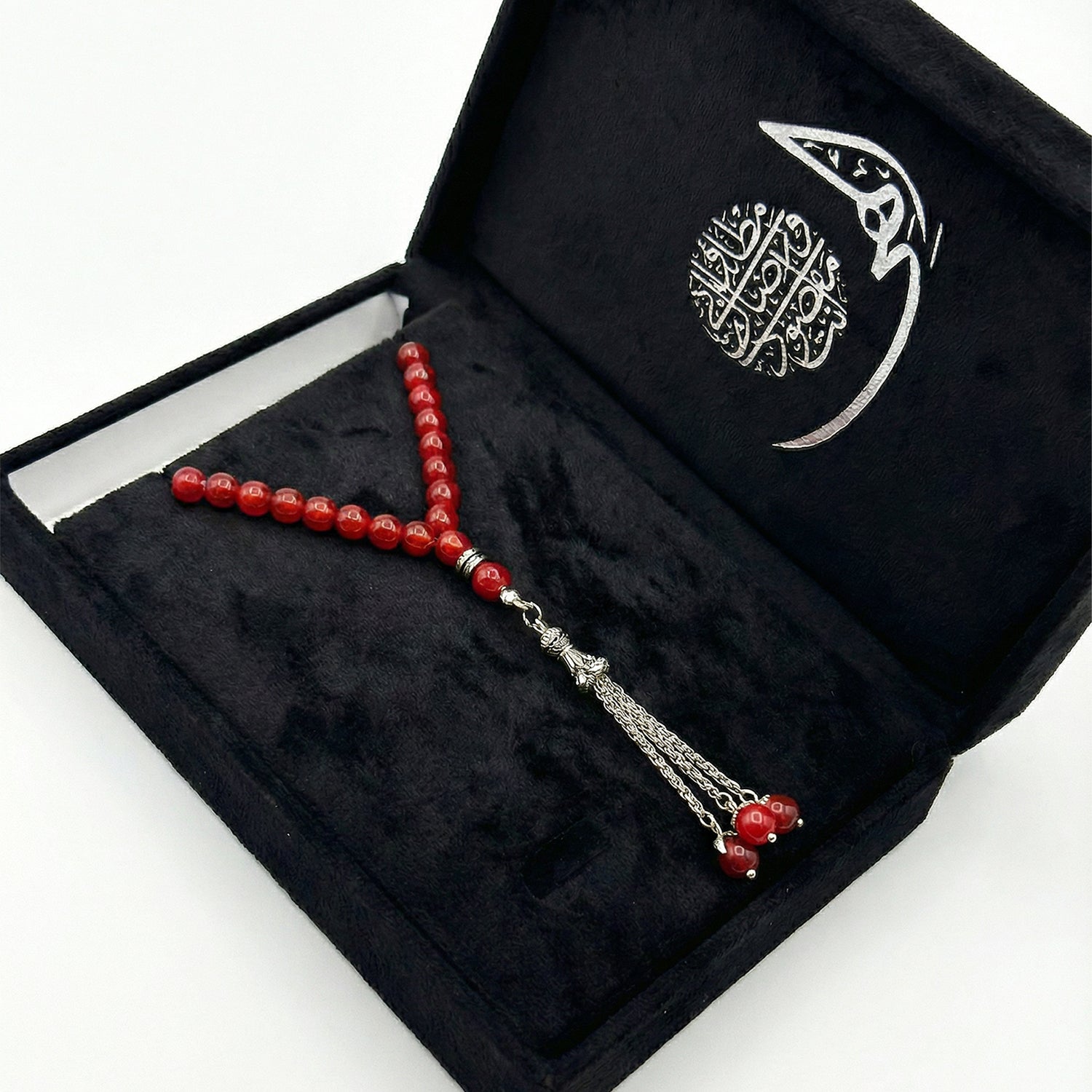 Prayer Beads Agate Red Yaqoot Stone - سبحة حجر عقيق أحمر ياقوتي